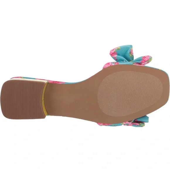 Betsey Johnson- Floral Blue and Pink Women's Sandals - Picture 4 of 9